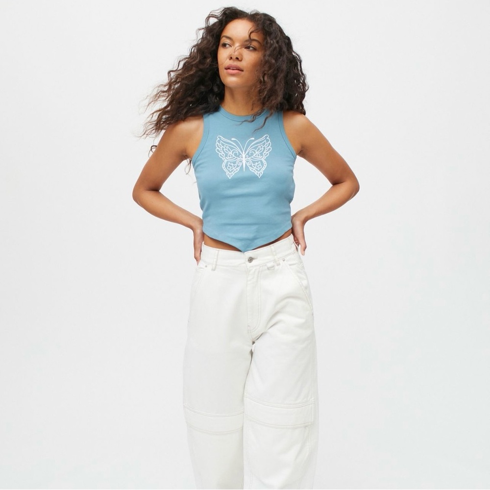 Diamante Butterfly Tie-Back Tank Top